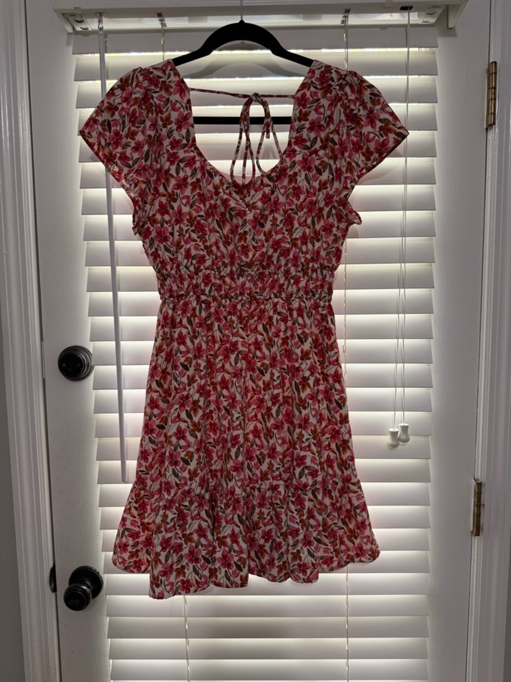 Altar'd State Pink Floral Tie-Back Mini Dress